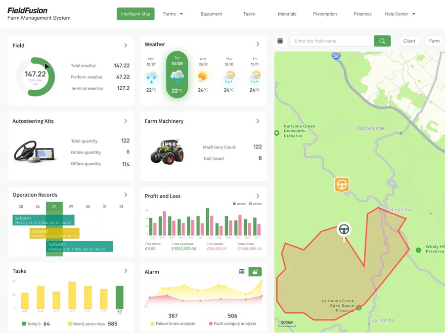 Manage fields, machines, and materials in FieldFusion