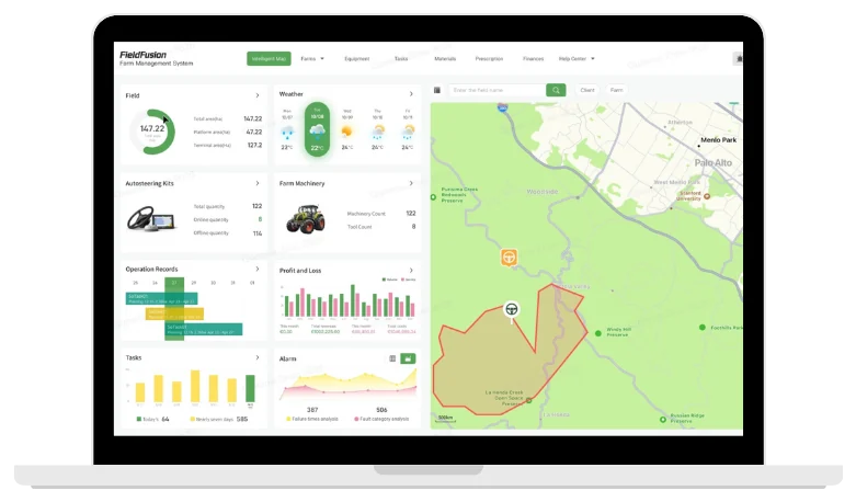 FieldFusion dashboard on a computer
