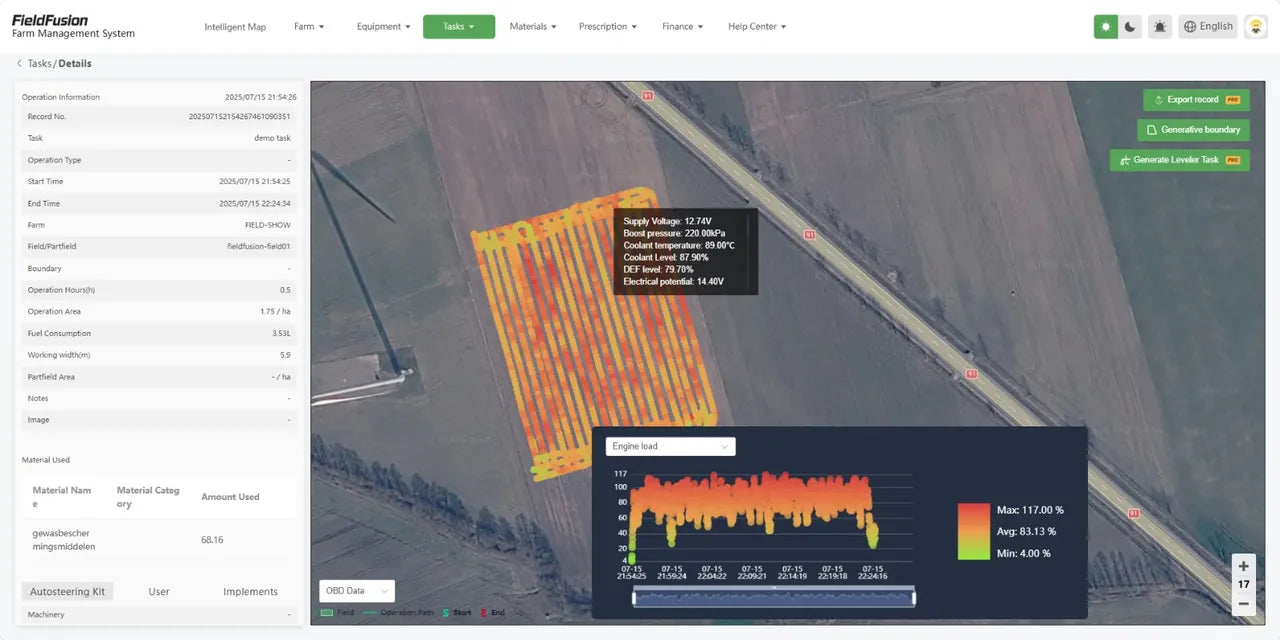 FieldFusion operation records and reports